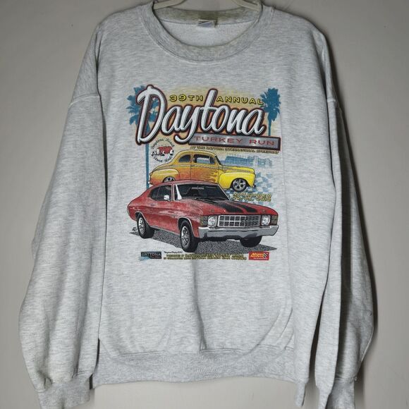 Daytona Beach Street Rods Turkey Run 39th Annual Sweatshirt Muscle Car XL Grey - Picture 1 of 8